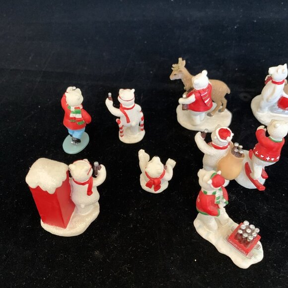 Lot of 12 Coca-Cola Hawthorne Village Figurines Polar Bears 2002 Miniature Vtg - Picture 10 of 11